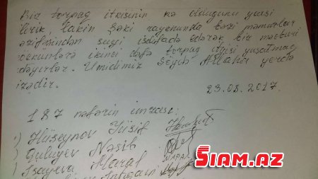 Məcburi köçkünlər Şəkinin icra başçısından prezidentə şikayət etdilər - "TORPAQLARIMIZI ZƏBT ETMƏK İSTƏYİRLƏR"